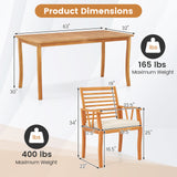 7 Pieces Acacia Wood Patio Dining Set with 1.97 Inch Umbrella Hole and Padded Cushions