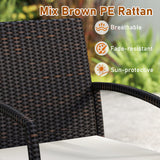 7 Pieces Outdoor Dining Set Acacia Wood Table with Umbrella Hole and Cushions