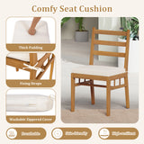 7 Pieces Patio Acacia Wood Dining Set Outdoor Rectangular Table and Chairs Set