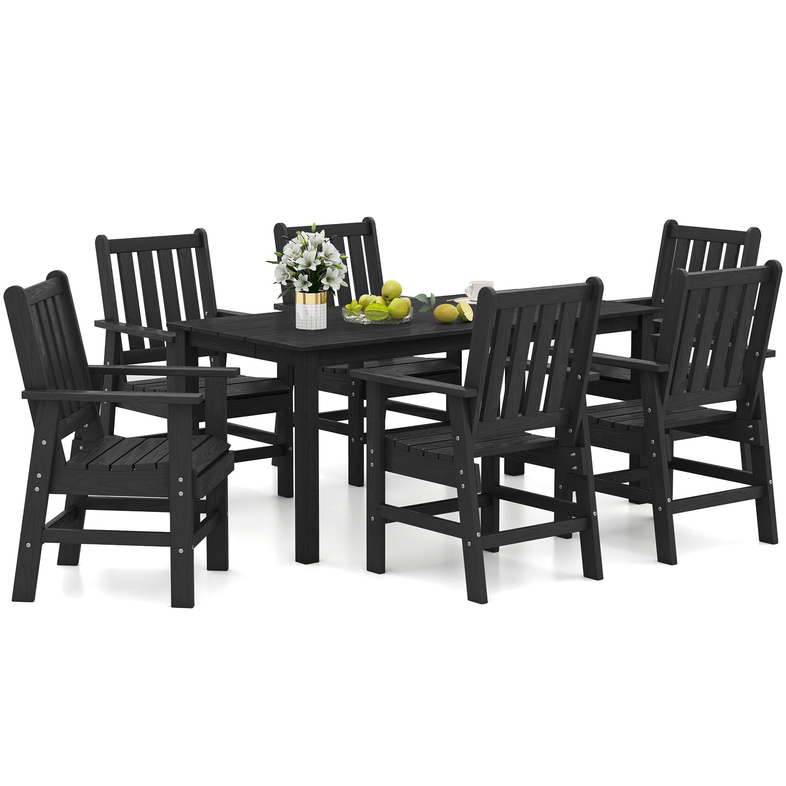 7 Pieces Patio Dining Set Outdoor HDPE Weather Resistant Table and Chairs Set