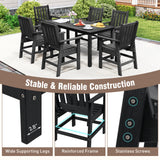 7 Pieces Patio Dining Set Outdoor HDPE Weather Resistant Table and Chairs Set