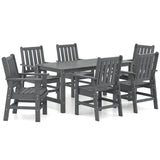7 Pieces Patio Dining Set Outdoor HDPE Weather Resistant Table and Chairs Set