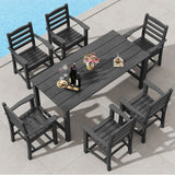 7 Pieces Patio Dining Set Outdoor HDPE Weather Resistant Table and Chairs Set