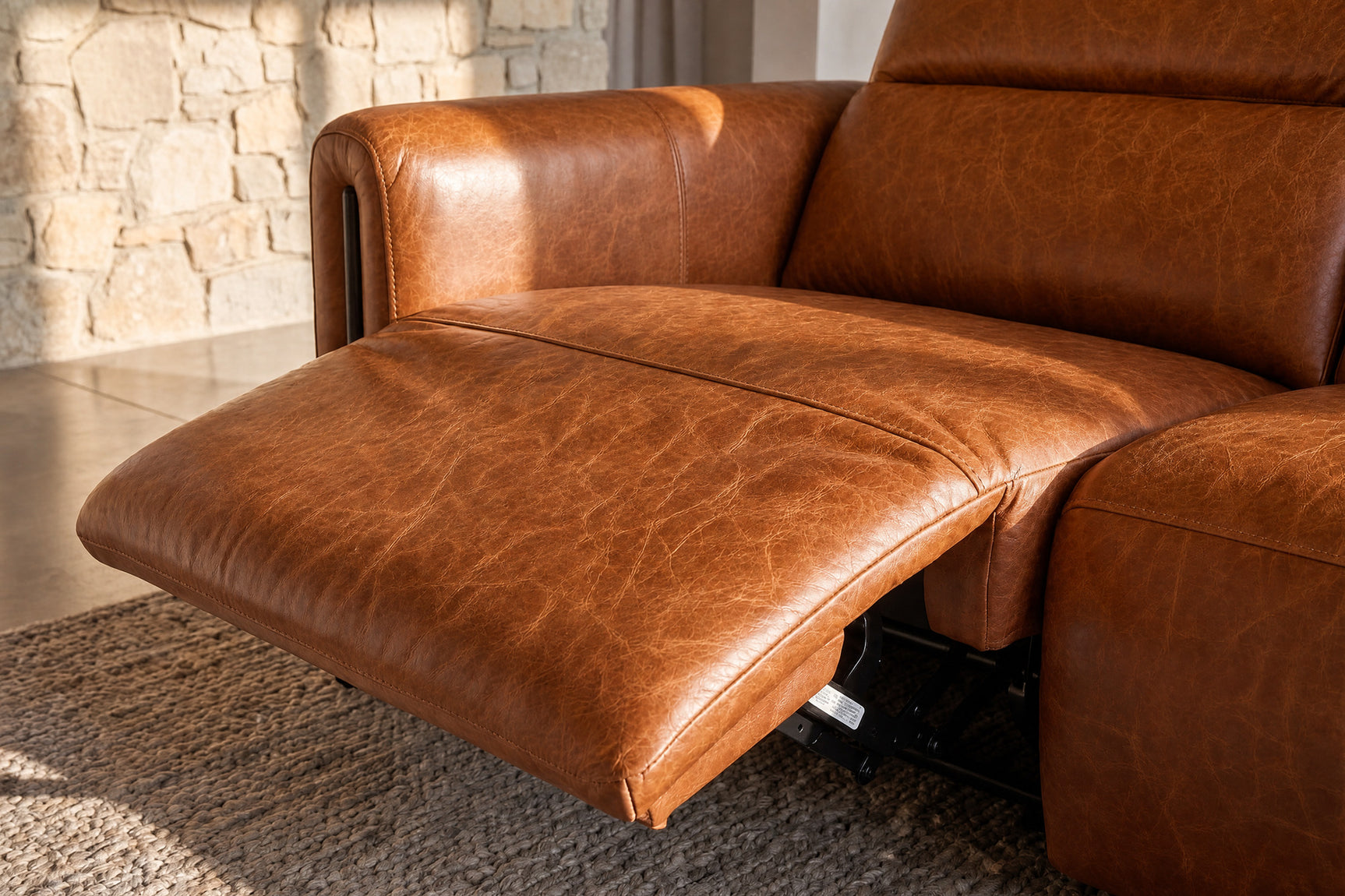 Octavia Distressed Italian Aniline Leather Reclining Corner Sectional Sofa