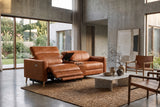 Elodie Distressed Italian Aniline Leather Dual Recliner Sofa with Console
