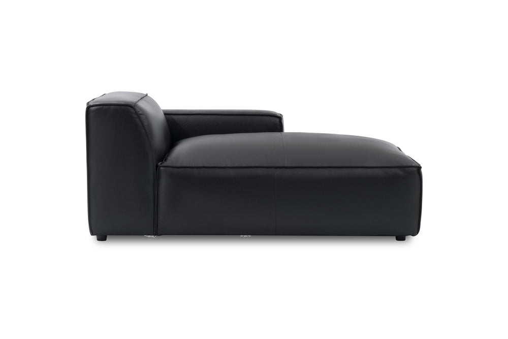 Valencia Nathan Full Aniline Leather Right-Chaise Piece, Black