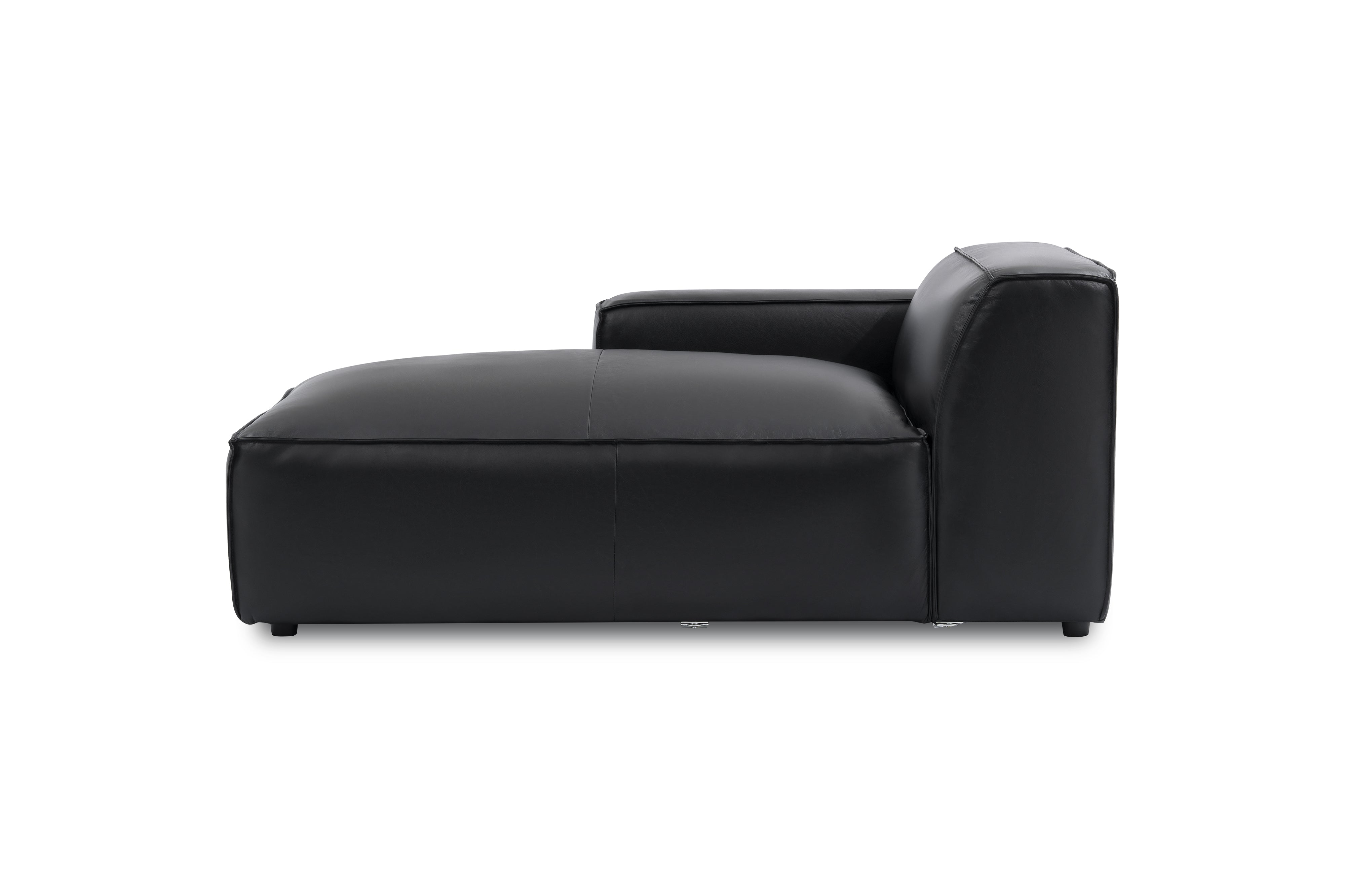 Valencia Nathan Full Aniline Leather Left-Chaise Piece, Black