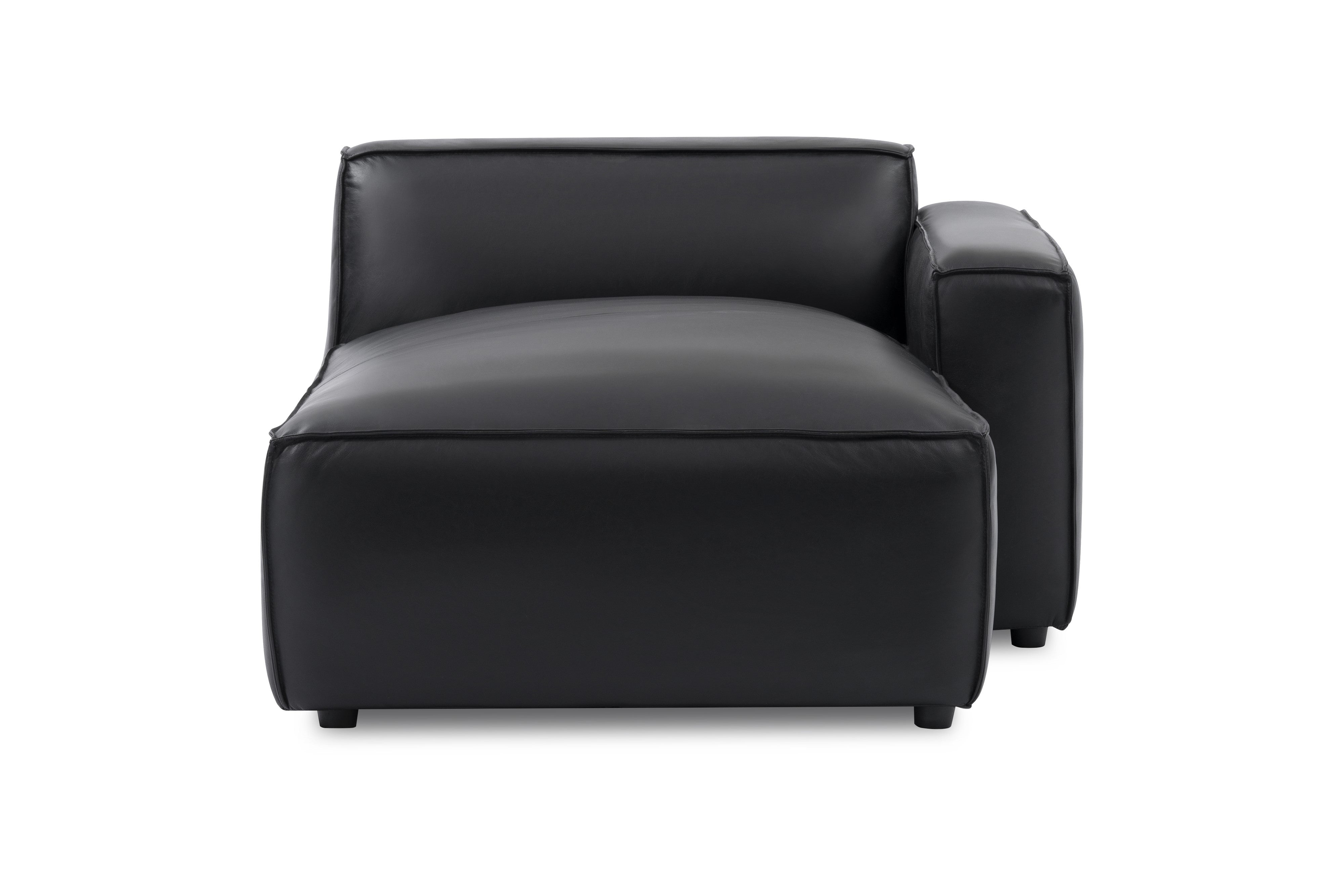 Valencia Nathan Full Aniline Leather Right-Chaise Piece, Black