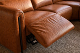 Octavia Distressed Italian Aniline Leather Reclining Corner Sectional Sofa