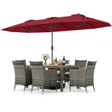 8-Piece Patio Dining Set with Double-Sided Market Umbrella