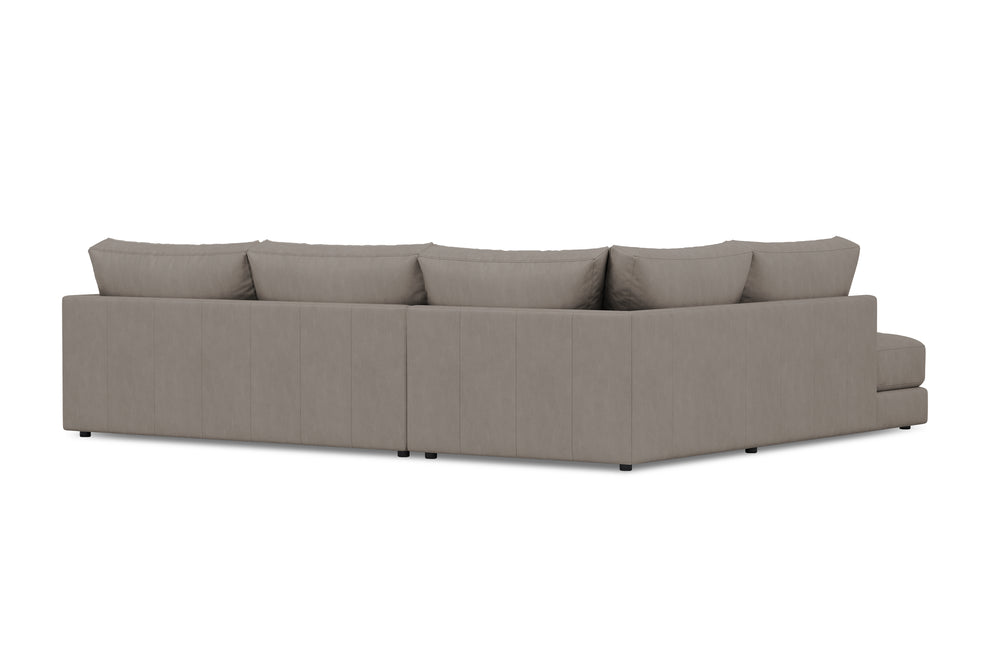 Valencia Serena Leather 2-Piece Left Bumper Chaise Sectional Sofa, Light Grey