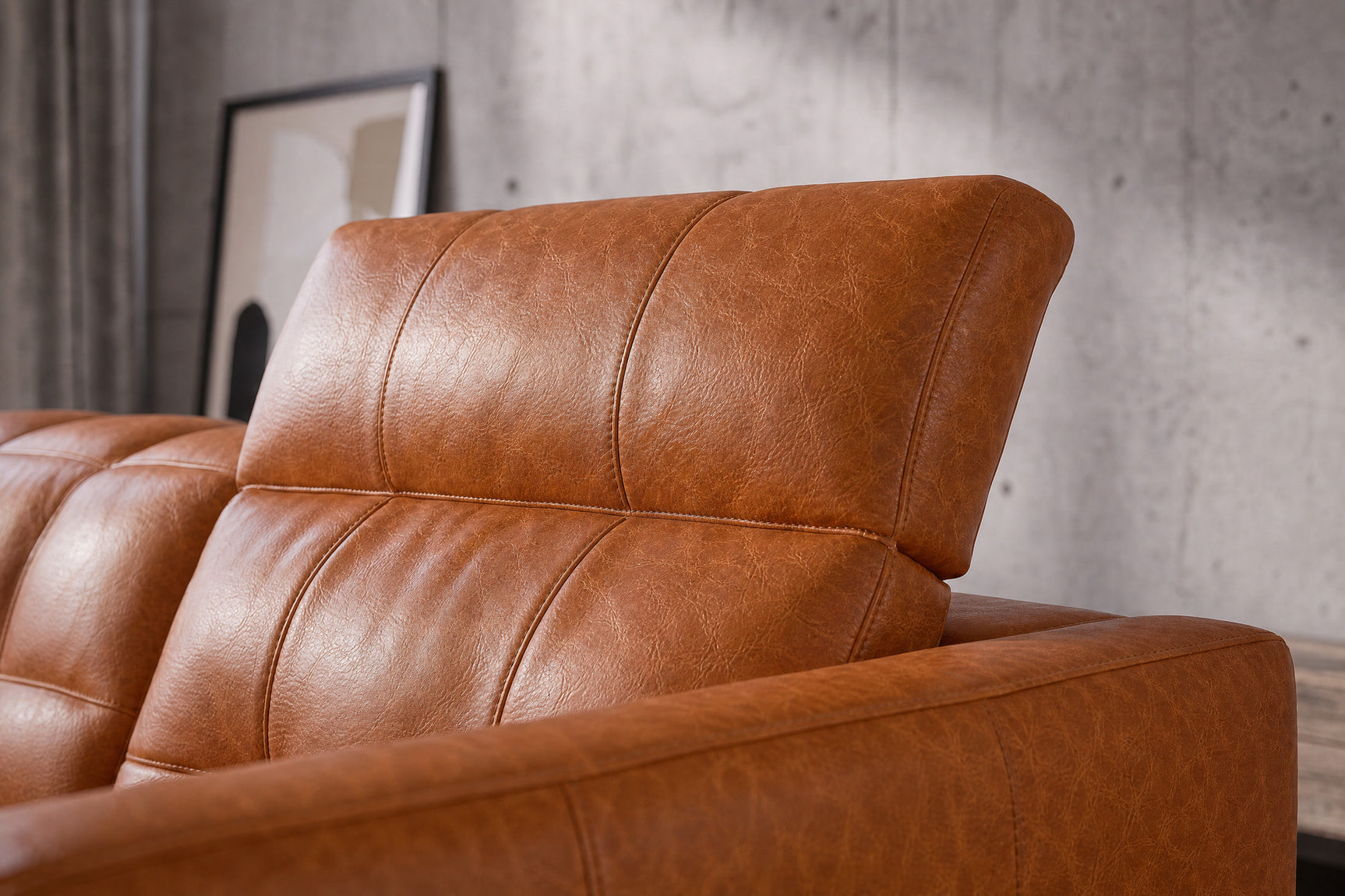 Sofia Distressed Italian Aniline Leather Dual Reclining Sofa