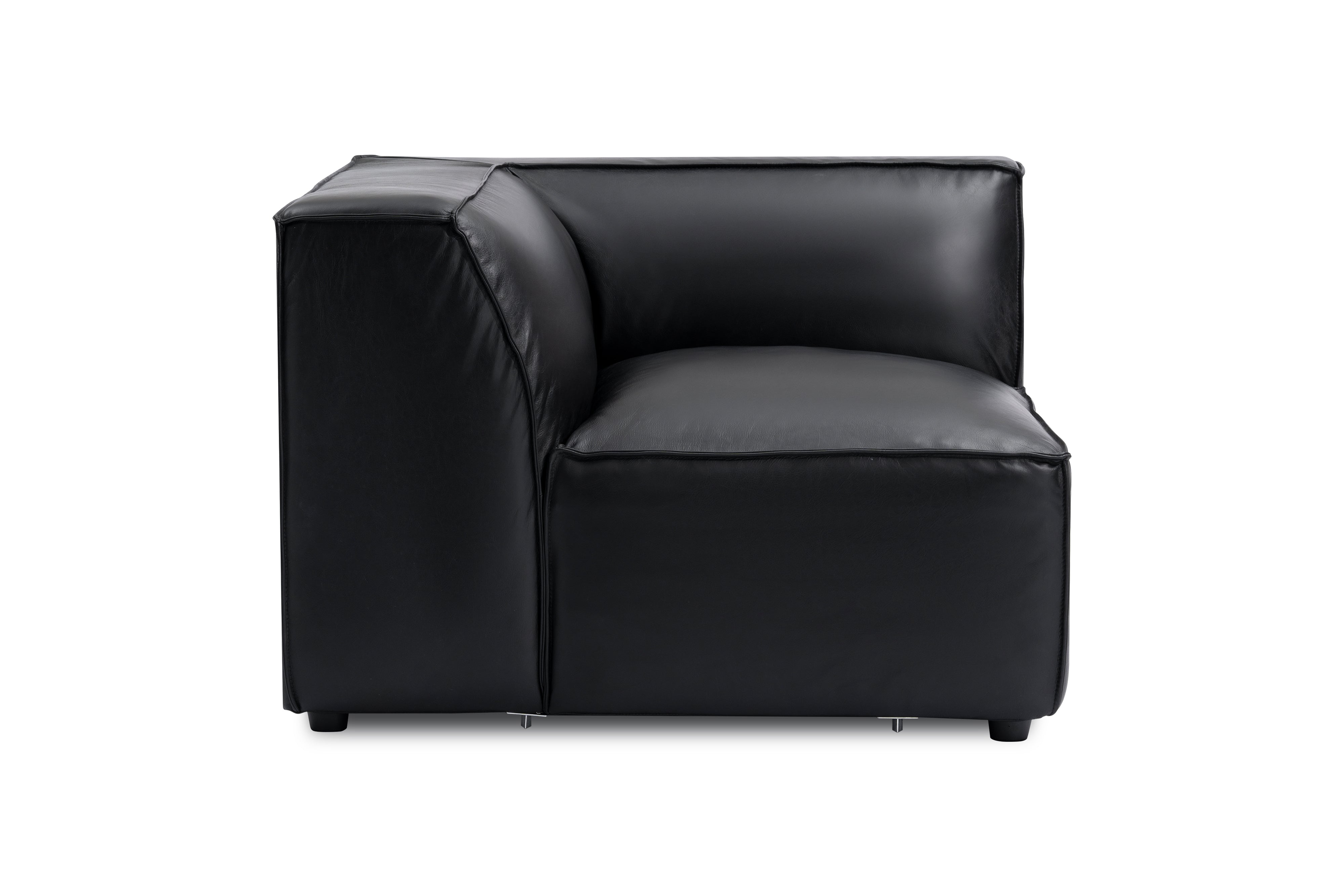 Valencia Nathan Full Aniline Leather Corner Piece, Black