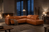 Octavia Distressed Italian Aniline Leather Reclining Corner Sectional Sofa