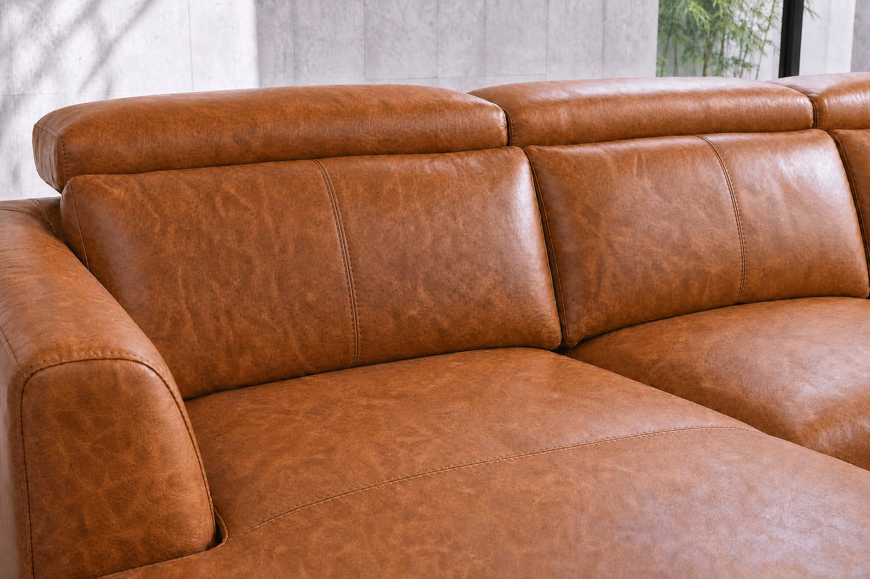 Andria Distressed Italian Aniline Leather Power Reclining Sectional Sofa