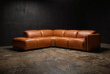 Octavia Distressed Italian Aniline Leather Reclining Corner Sectional Sofa