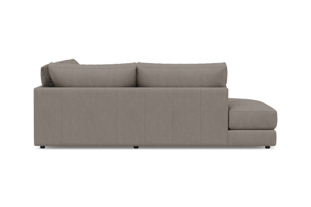 Valencia Serena Leather 2-Piece Left Bumper Chaise Sectional Sofa, Light Grey