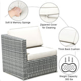 8 Piece Wicker Sofa Rattan Dinning Set Patio Furniture with Storage Table