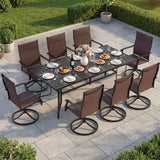 9-Piece Outdoor Dining Set for 8 with Umbrella Hole and 8 Chairs