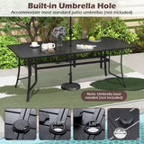 9-Piece Outdoor Dining Set for 8 with Umbrella Hole and 8 Chairs
