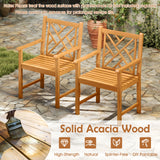 9-Pieces Patio Dining Table Set Wood Rectangular Dining Table with 8 Chairs and Slatted Tabletop