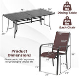 9 Pieces Patio Dining Set for 8 Outdoor Rectangular Table and Stackable Chairs