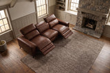 Esther Distressed Italian Aniline Leather Power Dual Recliner Sofa