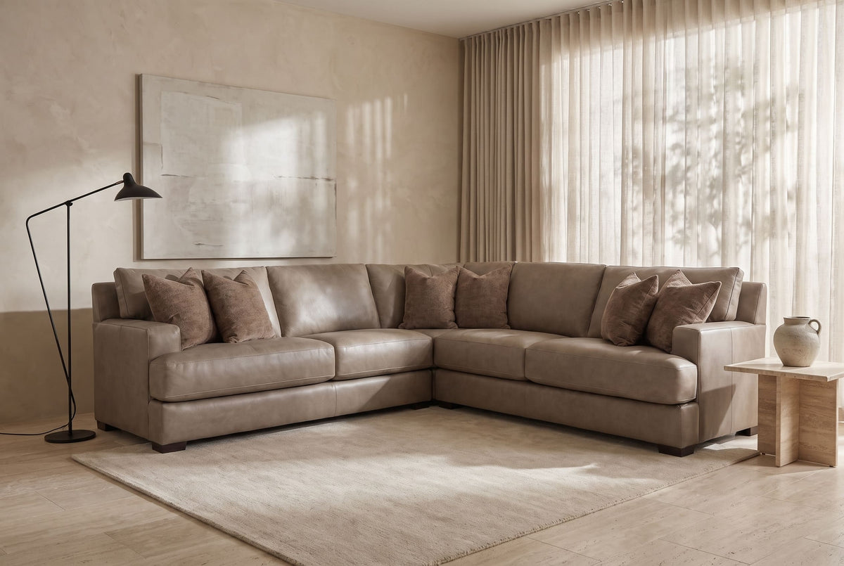 Aurelio Leather Corner Sectional Sofa
