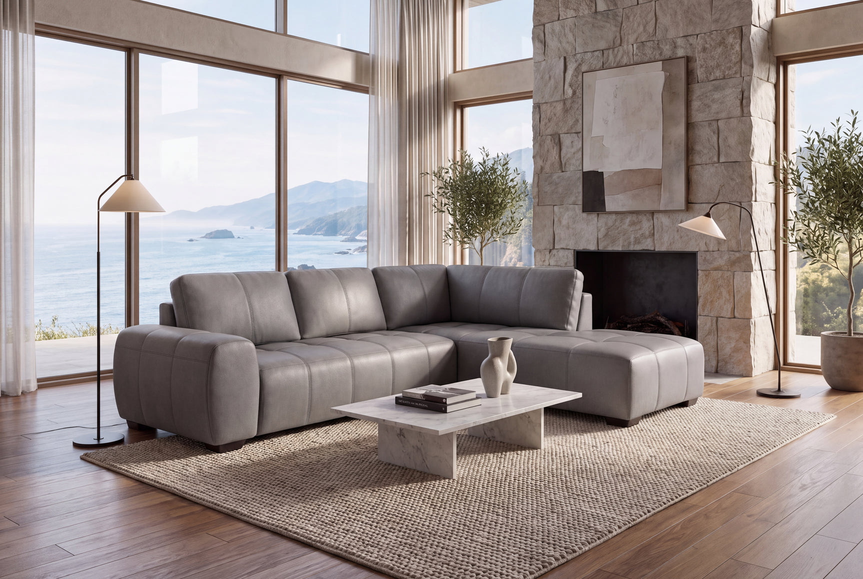 Evelina Leather Sectional Sofa
