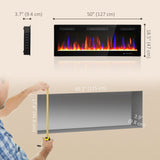 Marley 50" Thin Freestanding/Wall Mounted Electric Fireplace Heater with Eco Mode - Black