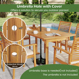 Acacia Wood 7 Piece Patio Dining Set With Umbrella Hole