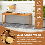 Acacia Wood Outdoor Table and Bench Chairs Set with 1.97 Inch Umbrella Hole