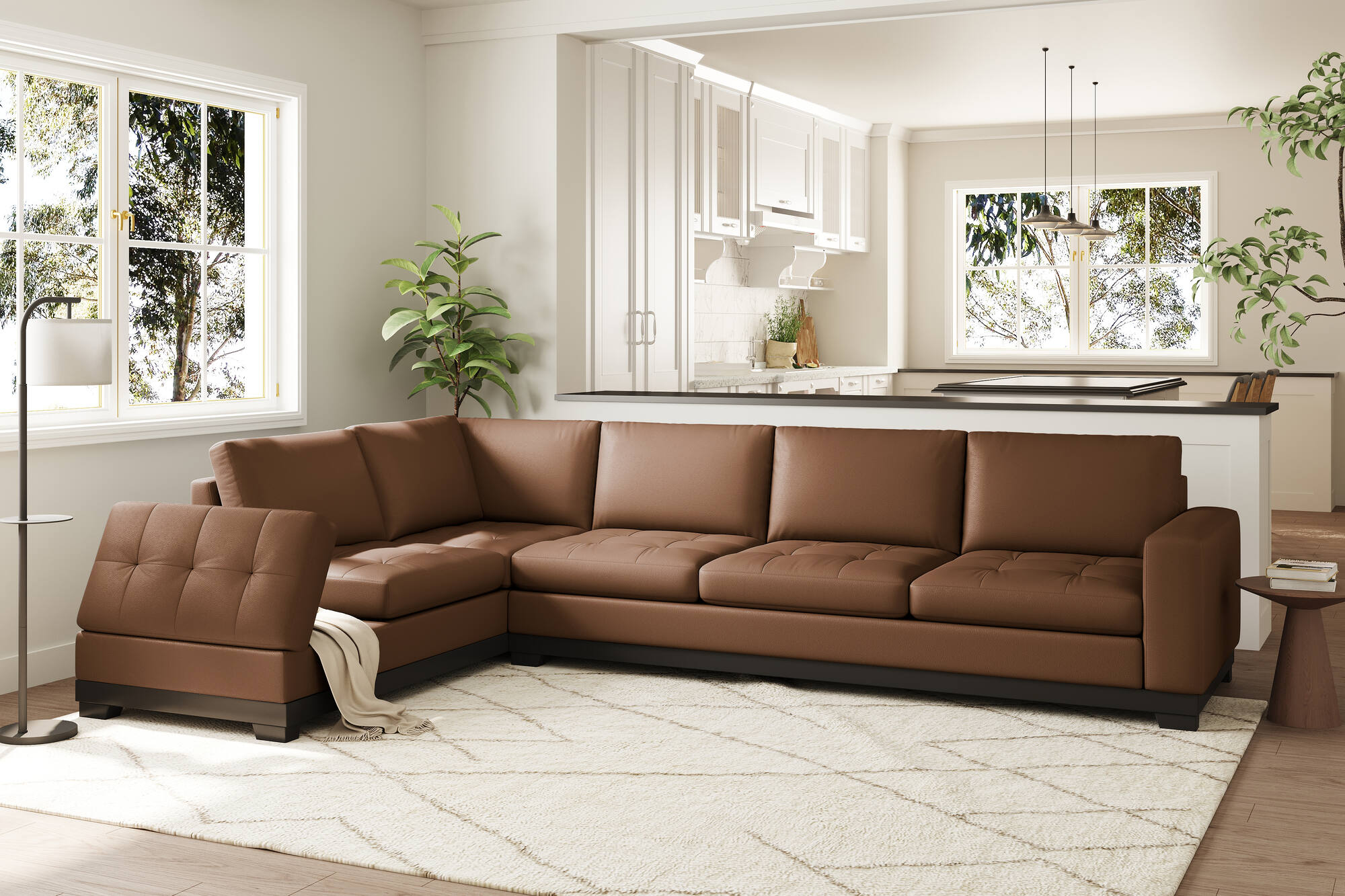Aine Leather Corner Sectional Sofa