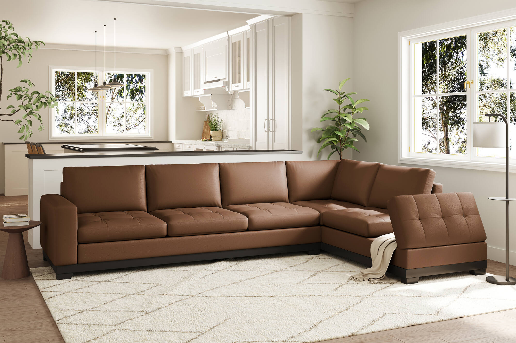 Aine Leather Corner Sectional Sofa