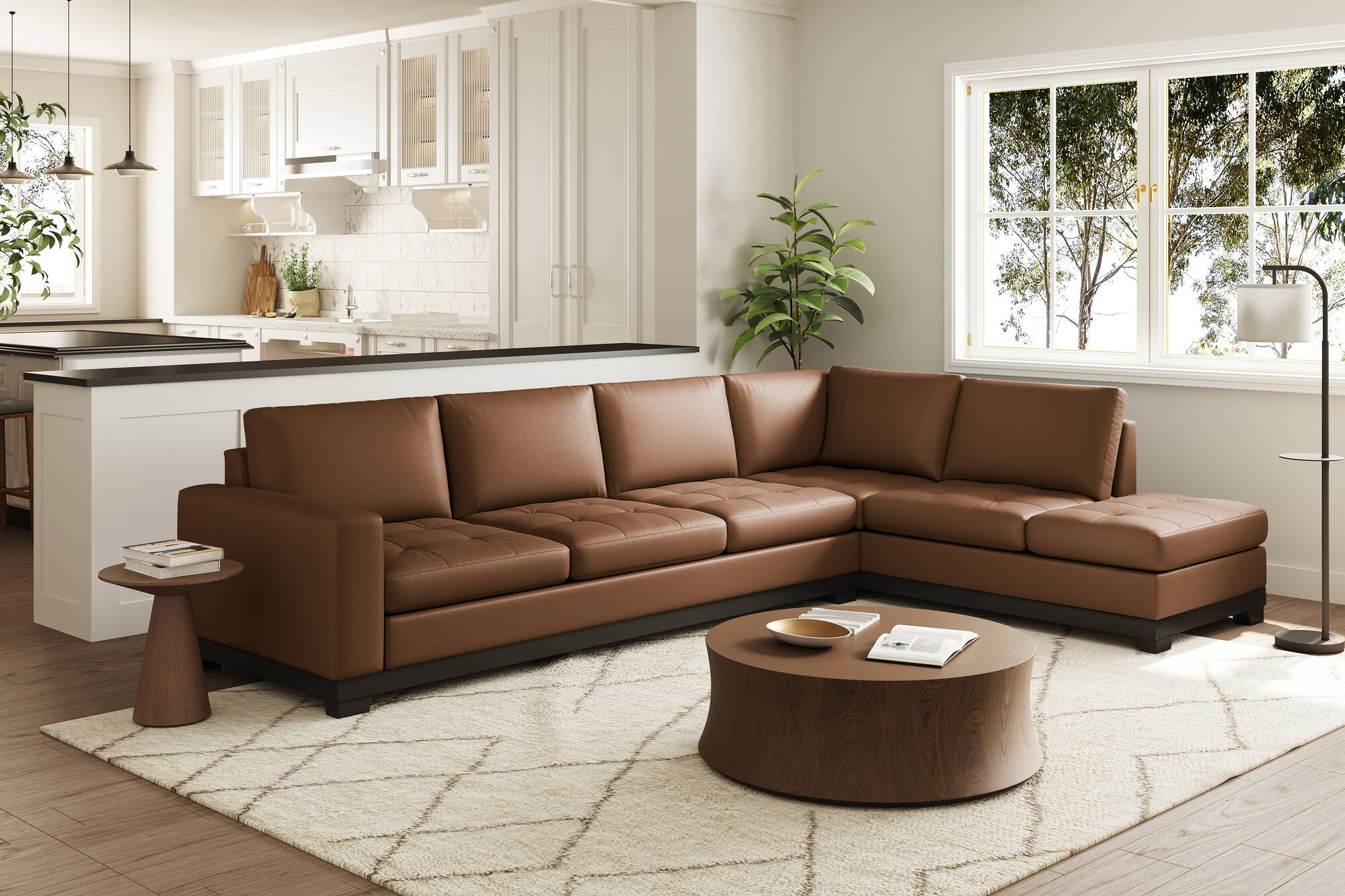 Aine Leather Corner Sectional Sofa