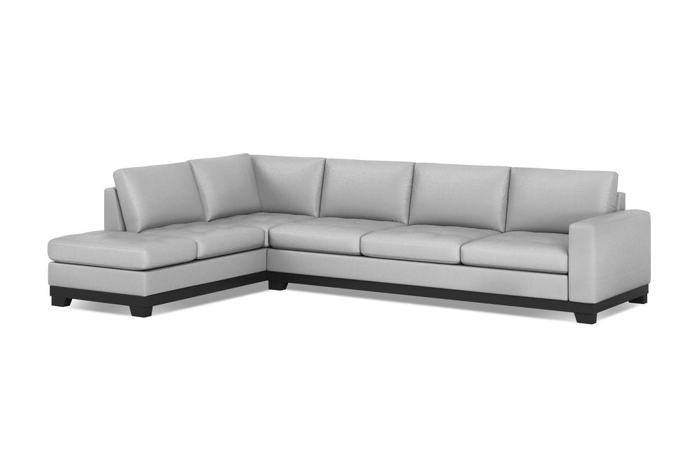 Valencia Aine Top Grain Leather Four Seats with Left Chaise Sofa, Light Grey