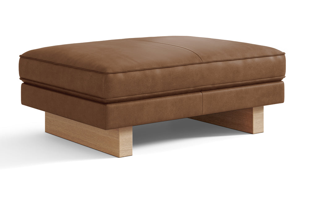 Valencia Alaina Top Grain Leather Ottoman, Brown