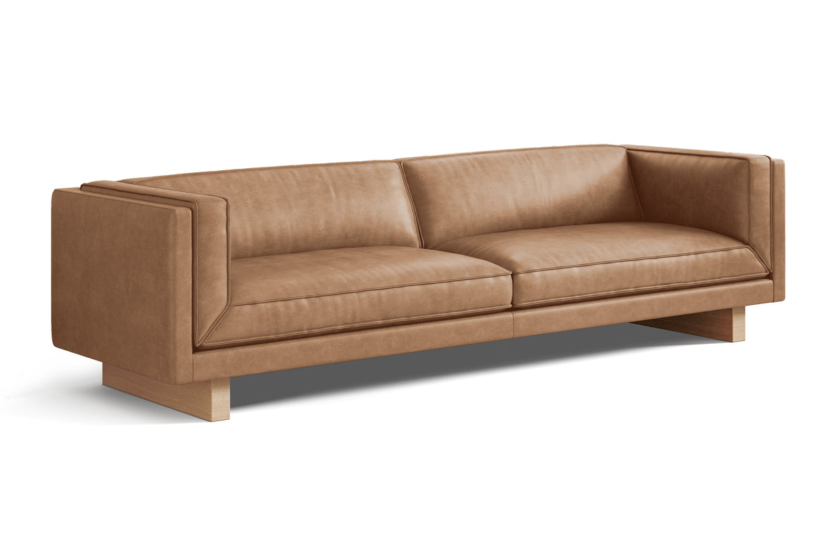 Valencia Alaina Top Grain Leather Wide Seat Sofa, Brown