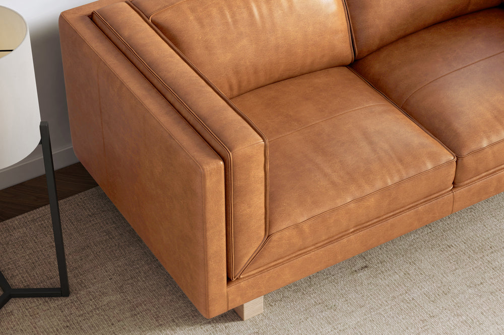 Valencia Alaina Top Grain Leather Wide Seat Sofa, Cognac