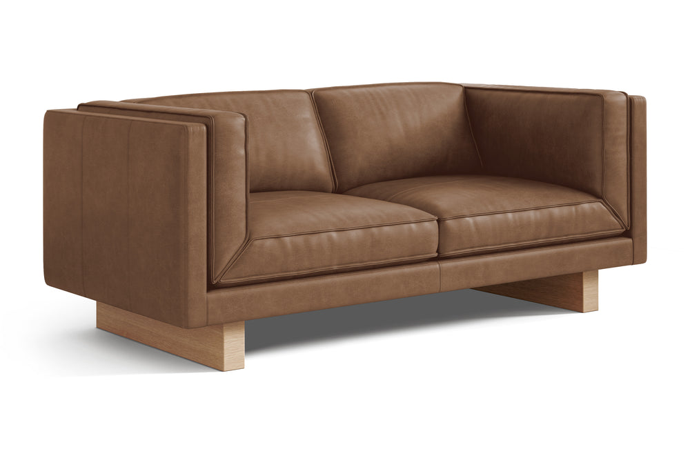 Valencia Alaina Top Grain Leather Loveseat Sofa, Brown