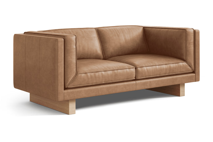 Valencia Alaina Top Grain Leather Loveseat Sofa, Brown