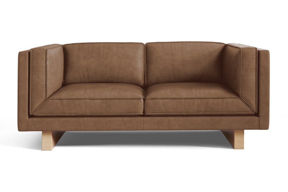 Valencia Alaina Top Grain Leather Loveseat Sofa, Brown