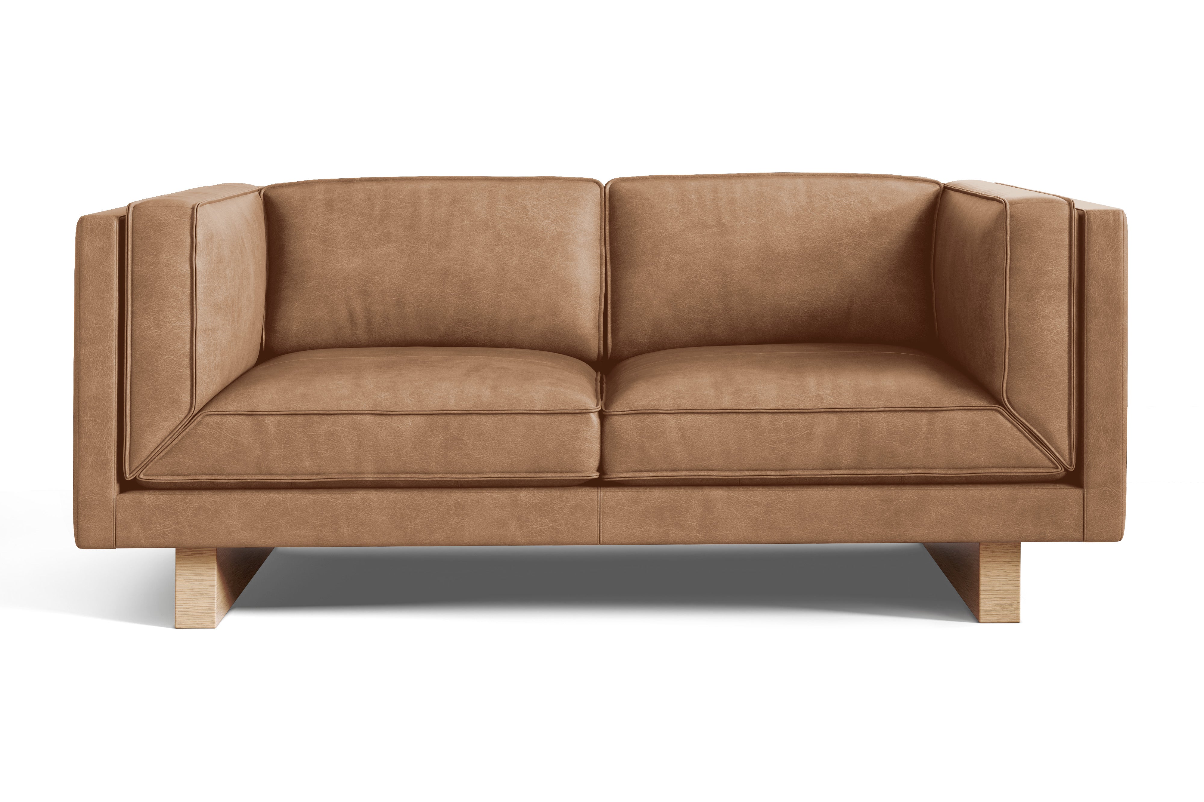 Valencia Alaina Top Grain Leather Loveseat Sofa, Brown