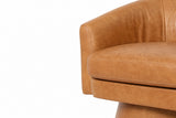 Alden leather swivel accent chair seat cushion detail