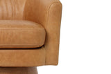 Alden leather swivel accent chair back and seat detail