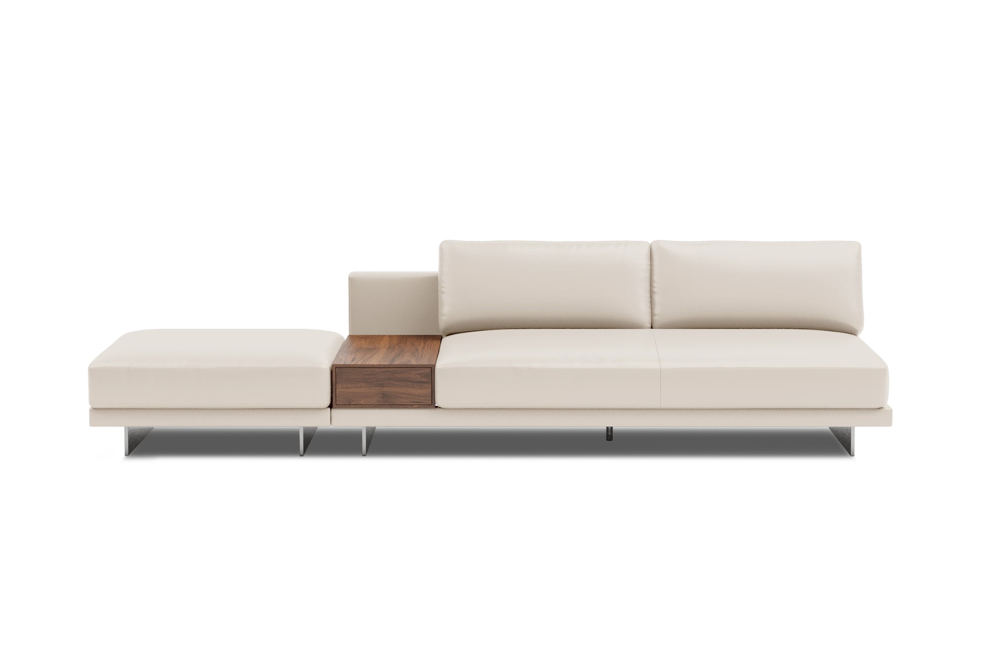 Alessandro Leather Armless Loveseat & Ottoman