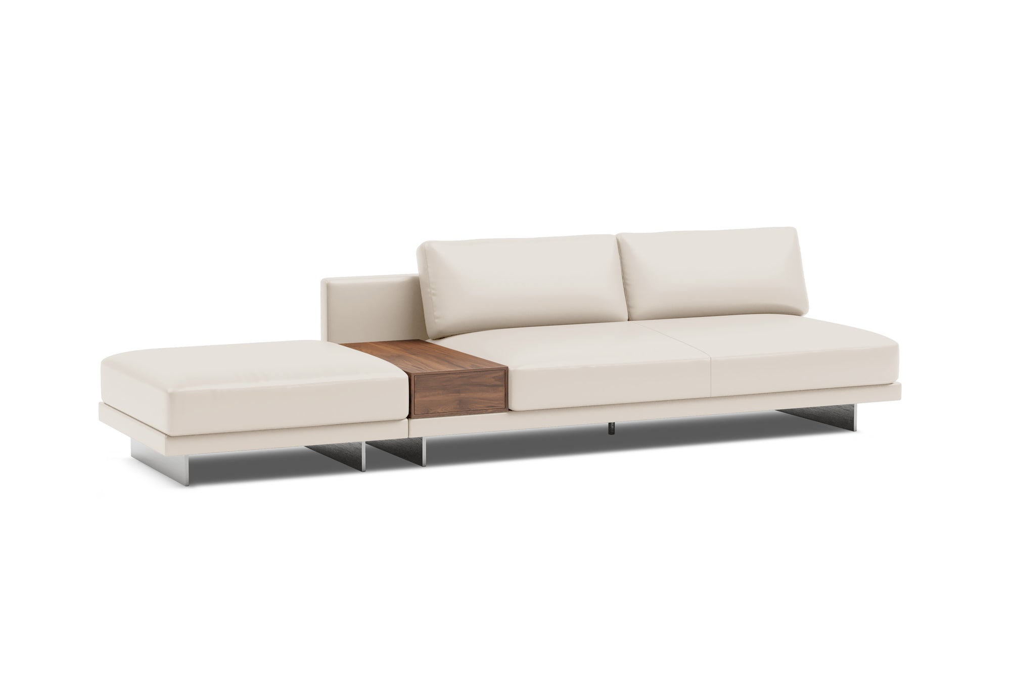 Alessandro Leather Armless Loveseat & Ottoman