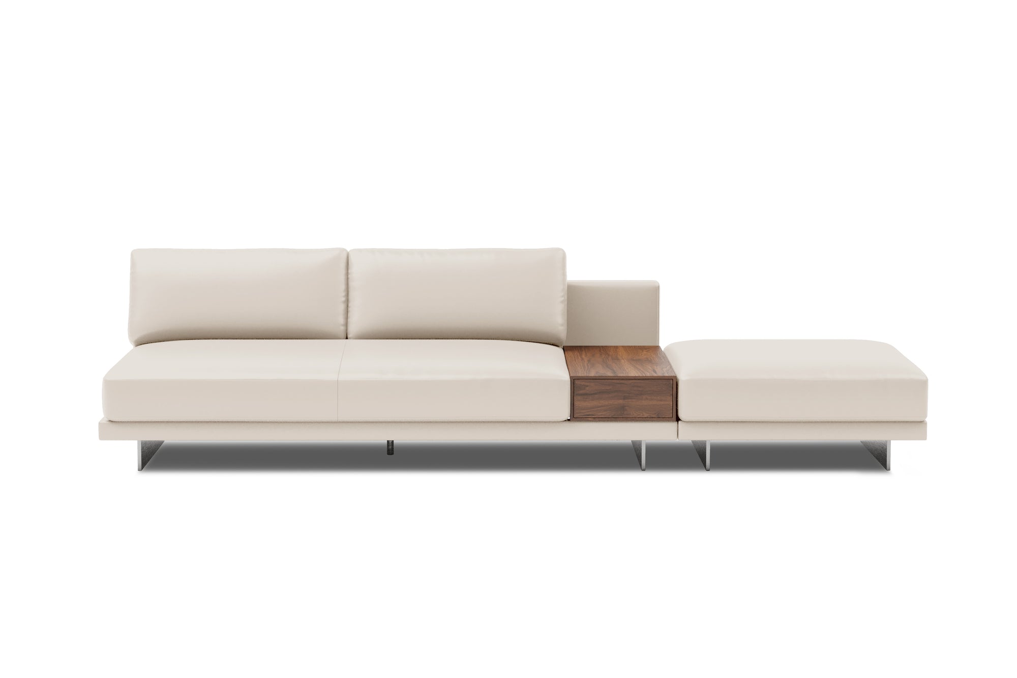 Alessandro Leather Armless Loveseat & Ottoman