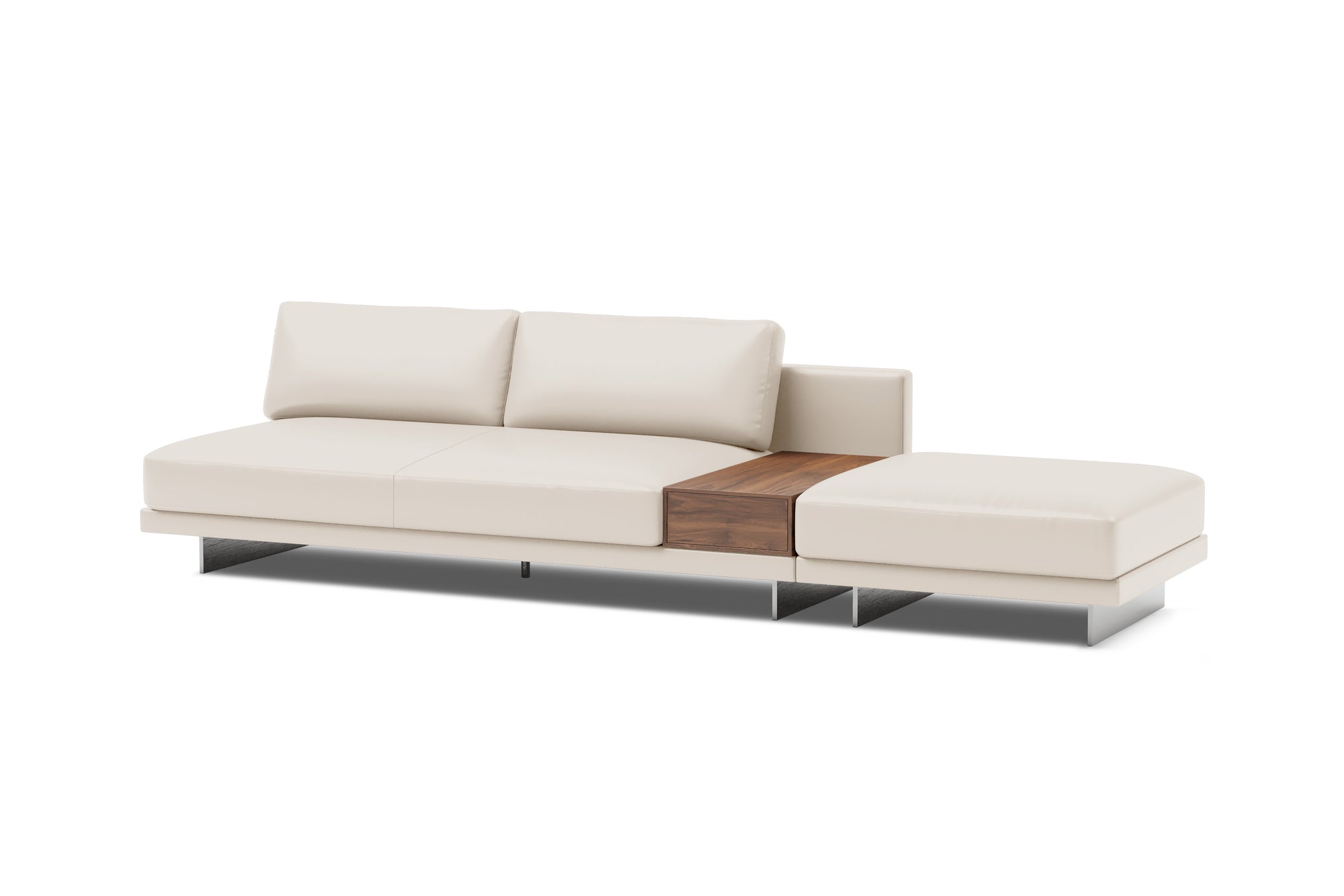 Alessandro Leather Armless Loveseat & Ottoman