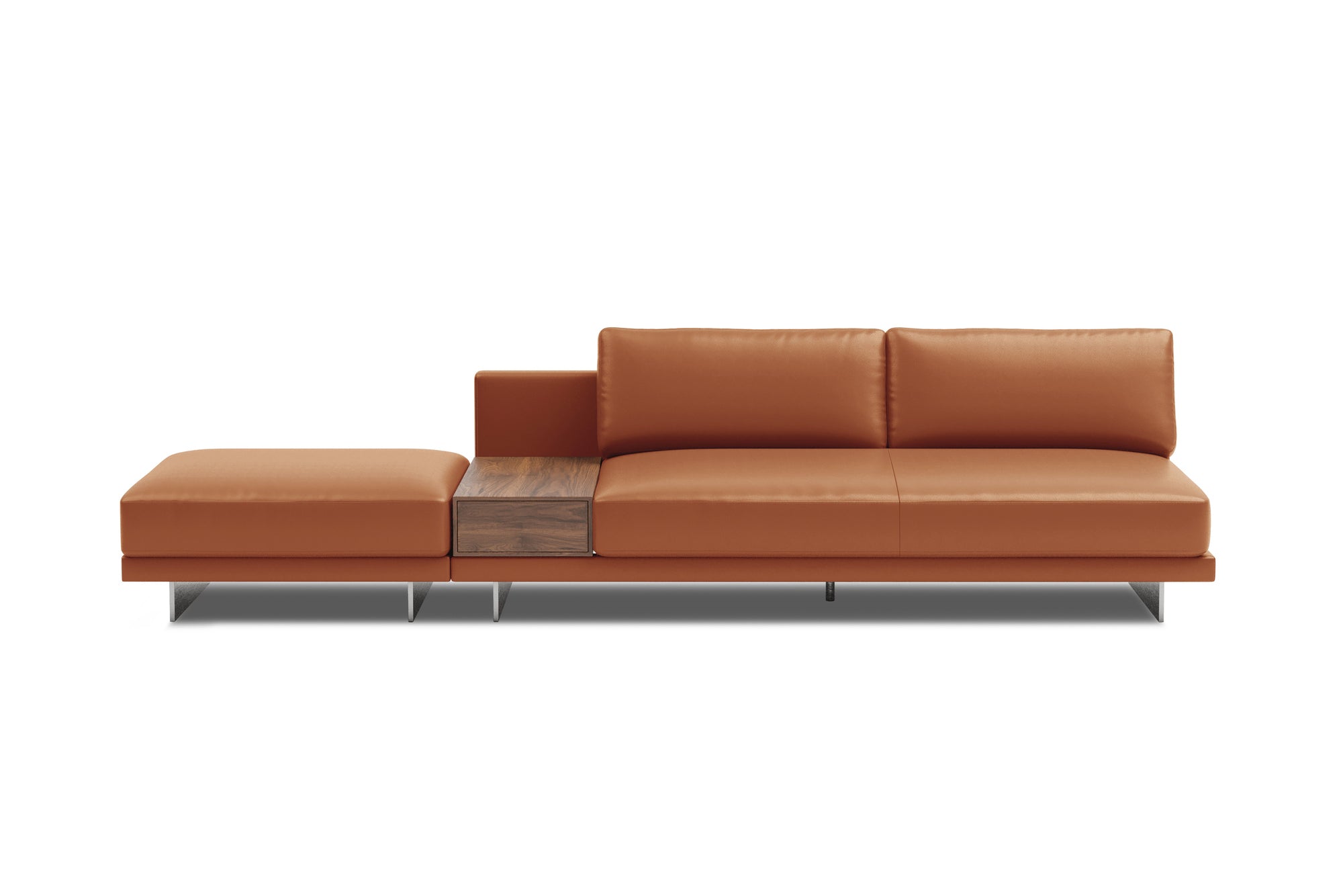 Alessandro Leather Armless Loveseat & Ottoman